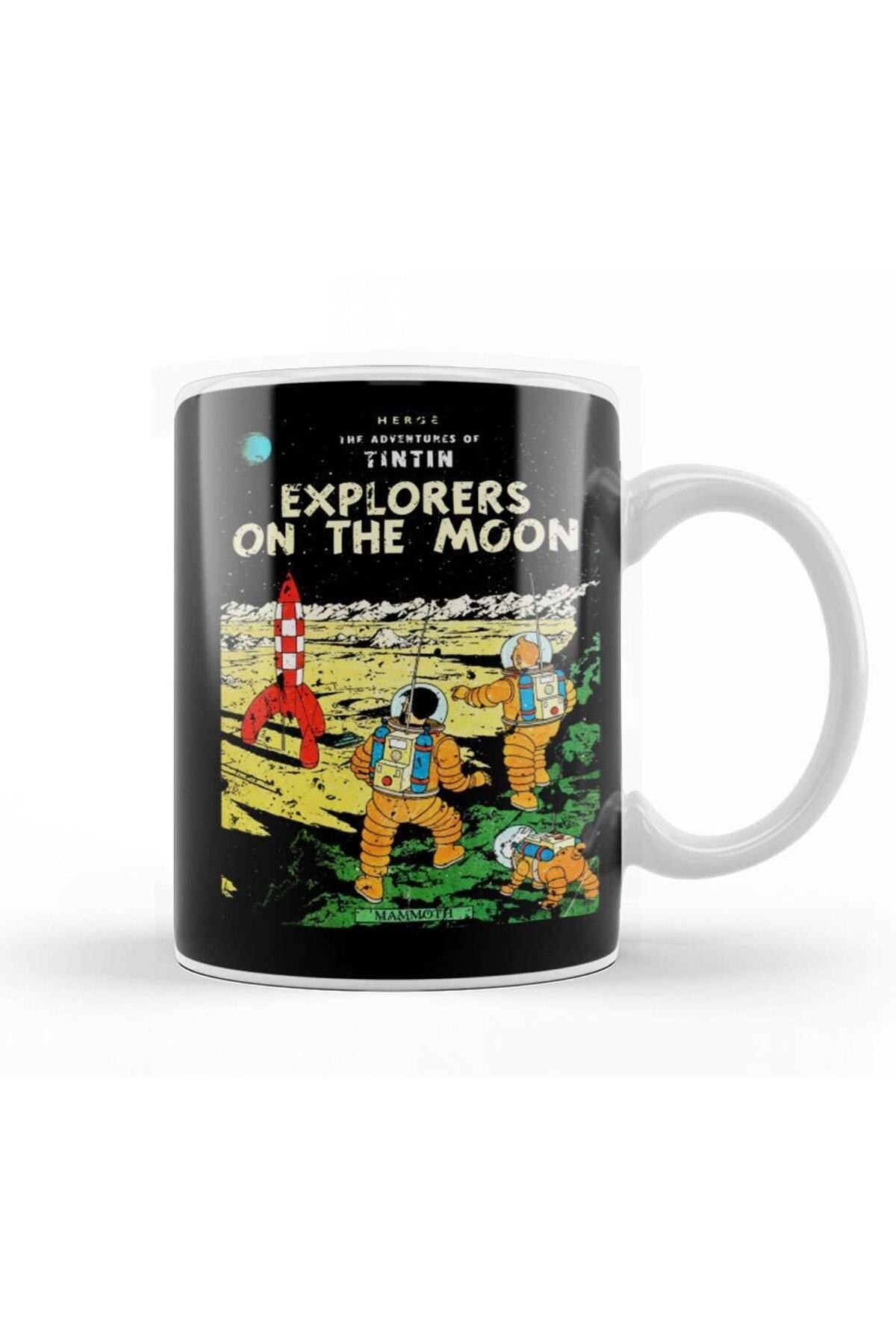 The Adventures Of Tintin Explorers On The Moon Vintage Style Cover Mug Porcelain