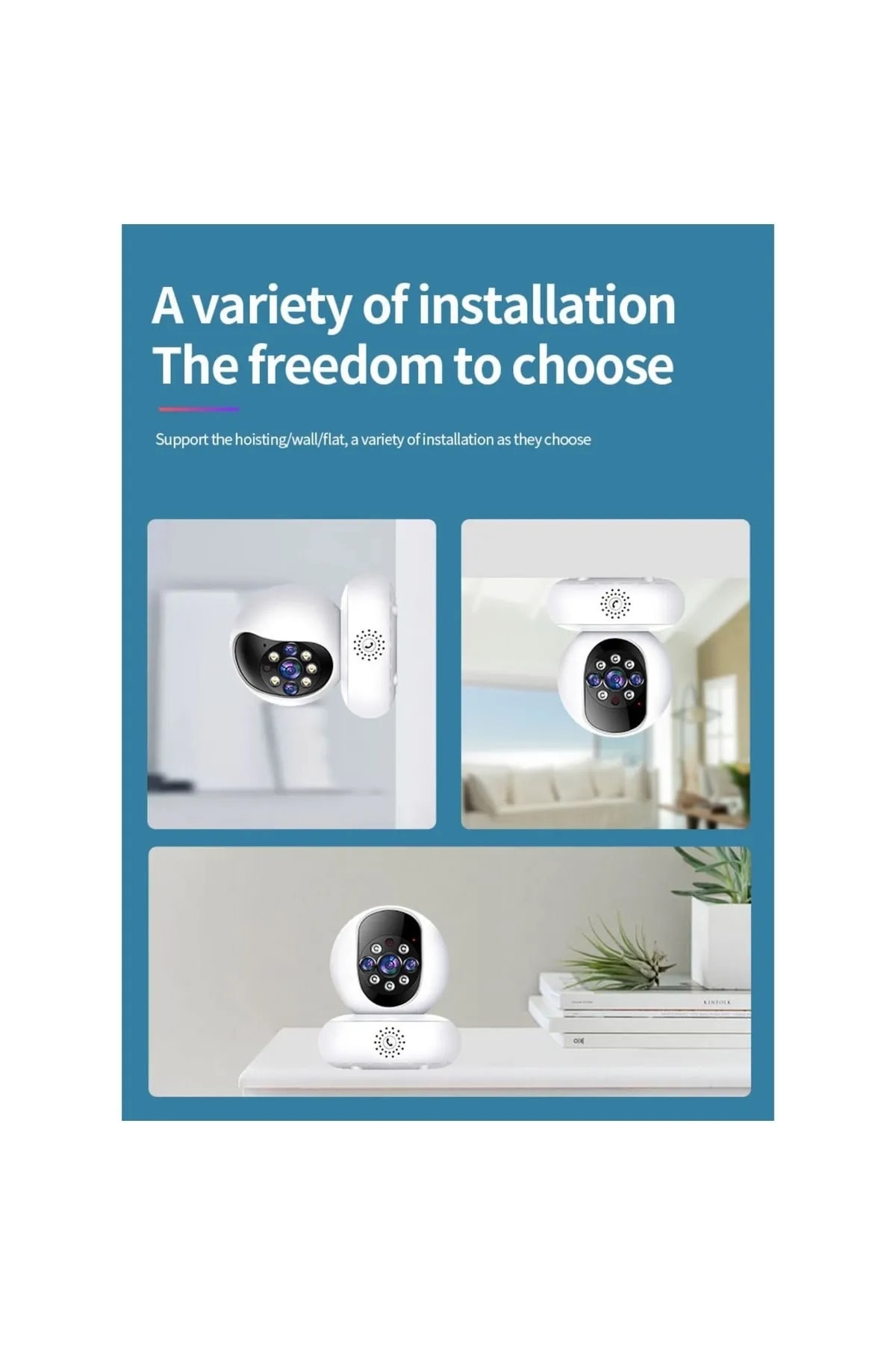 Teknomila 1080p Çift Wifi 2.4/5 Ghz Ip Kamera Akıllı Ev Güvenlik Bebek Hareket Izleme Sesli Interkom fotoğrafı 5 (önizleme)