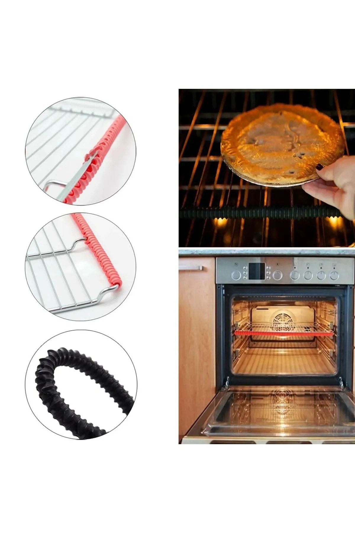 TİNEKE-Heat Resistant Silicone Grill Oven Protector Anti-Burning Edge Protector Silicone Pack of 2 6