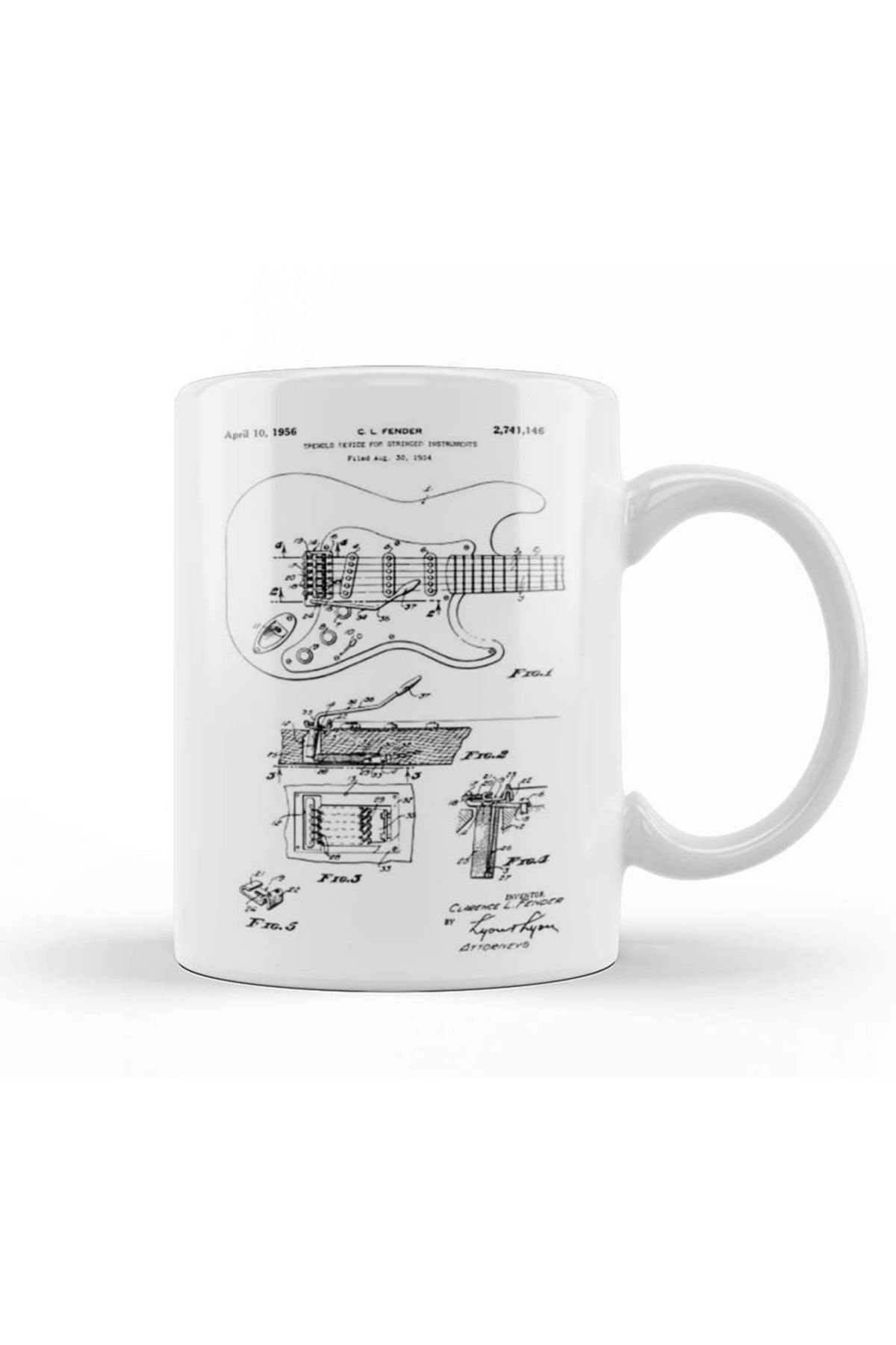 Bask D kkan Fender Guitar Patent 03 Mug Glass Porcelain