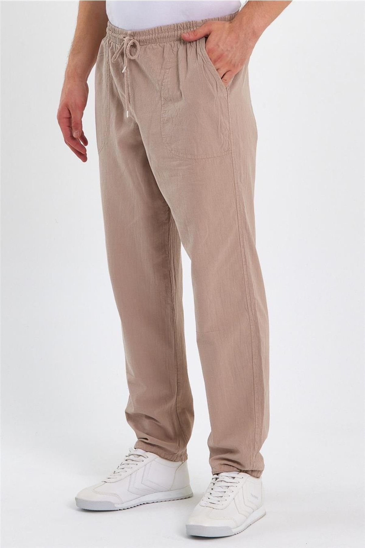 Linen pants sales and sneakers