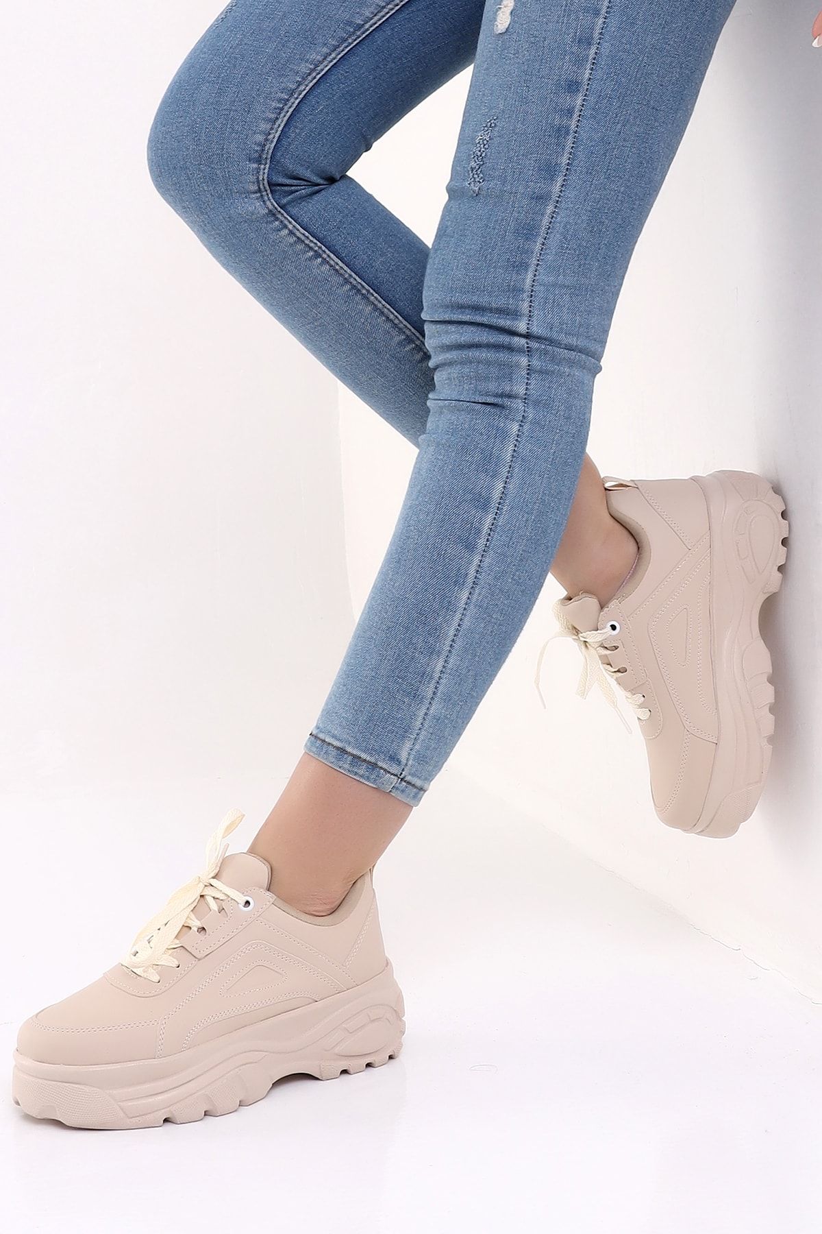 Wordex Sneakers Beige Mid heels 5 9 cm Trendyol