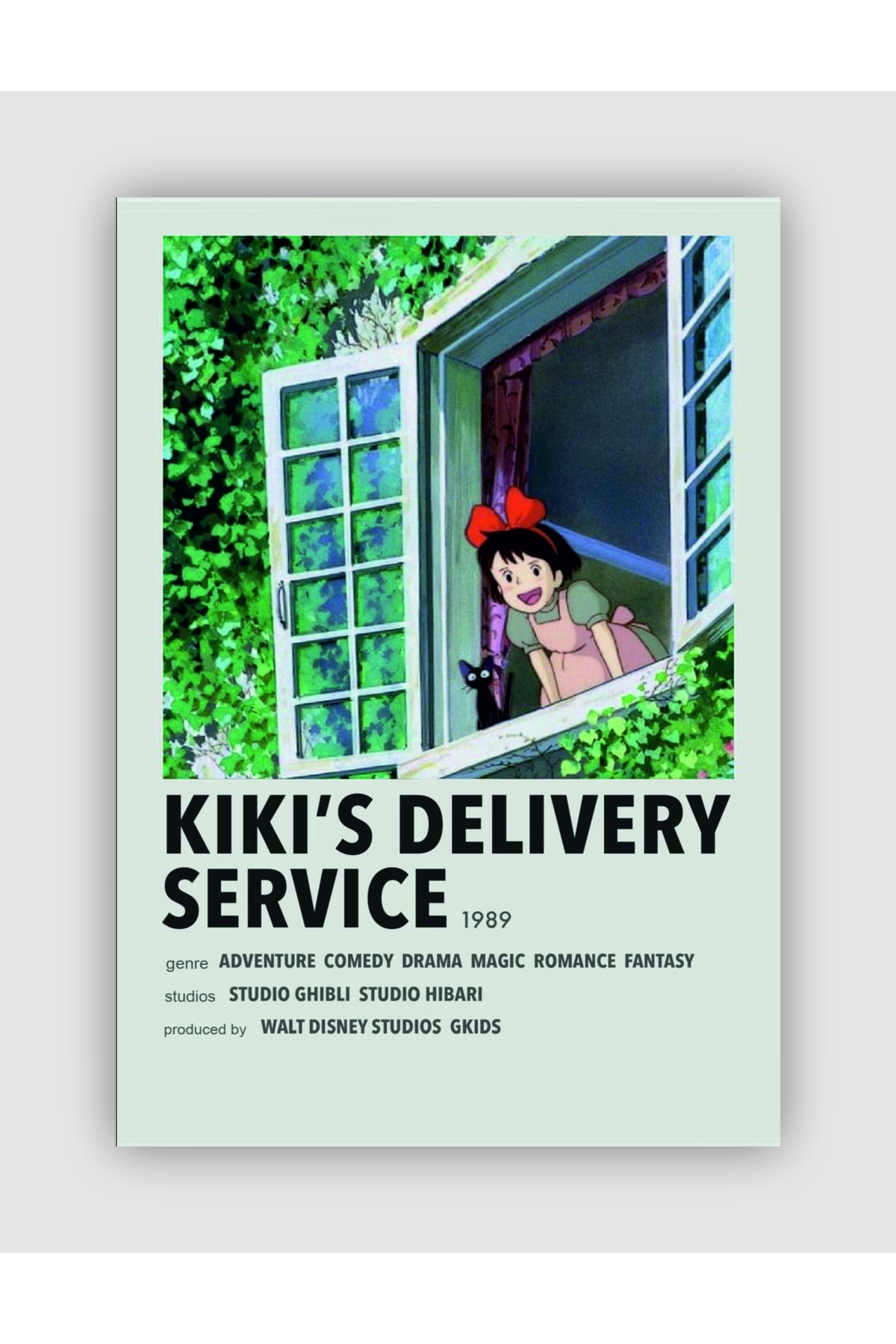 Kiki's Delivery Service Anime Info Card Minimalist Poster