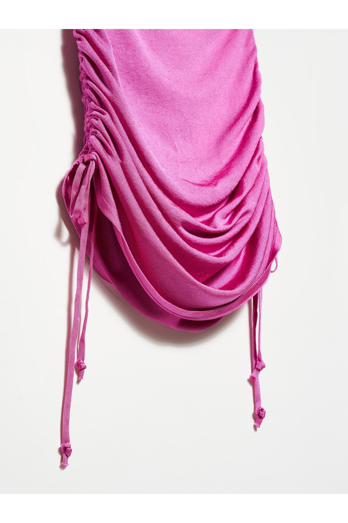 Dilvin-80107 – Seitlich geraffter Strickrock - Fuchsie 3