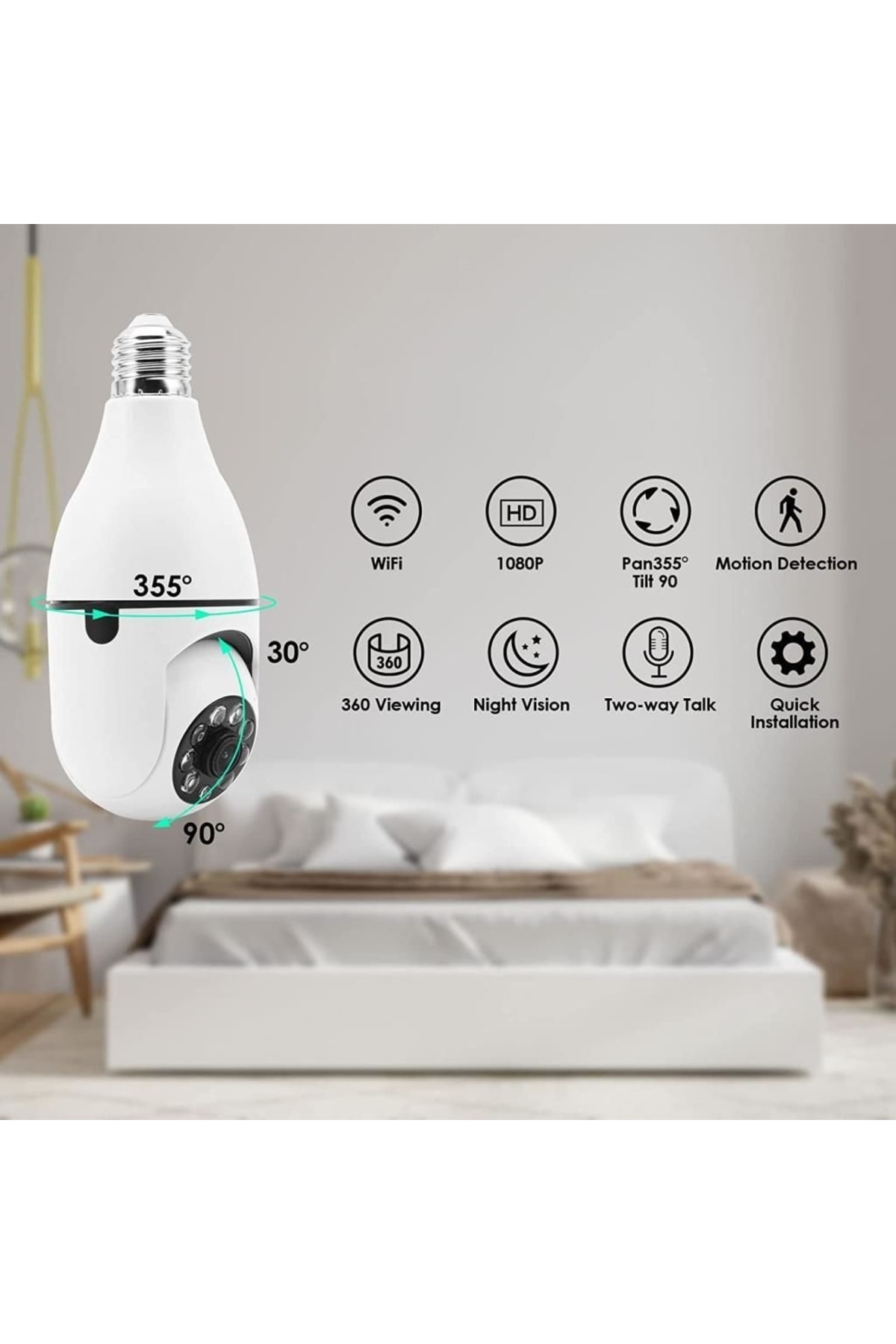 JUNGLEE Full Hd 1080p Kamera Bebek Izleme Ve Güvenlik Kamerası Wifi 360 Derece Dönebilen Kamera fotoğrafı 6 (önizleme)