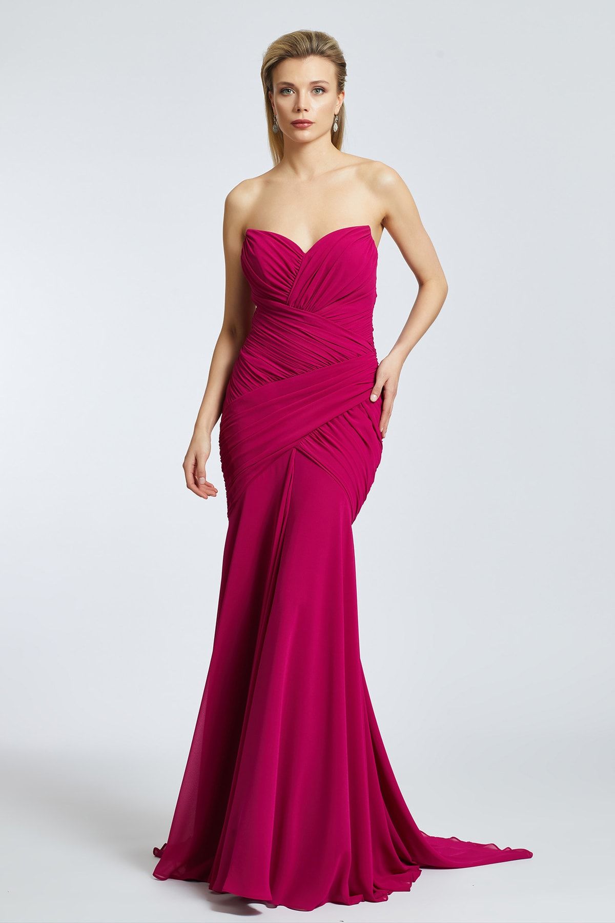Dark pink long on sale dress