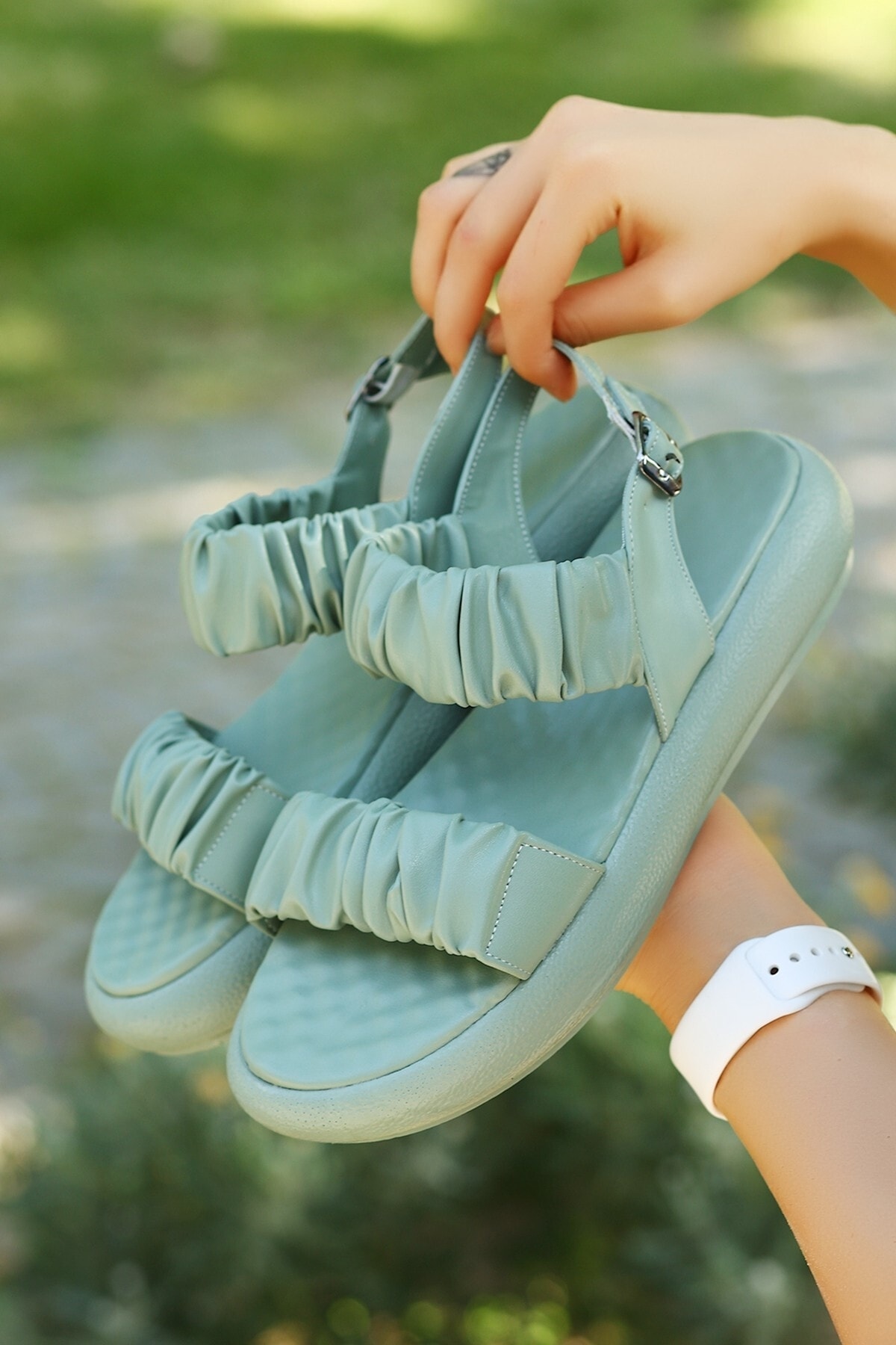 Candi Mint Yeşili Cilt Sandalet