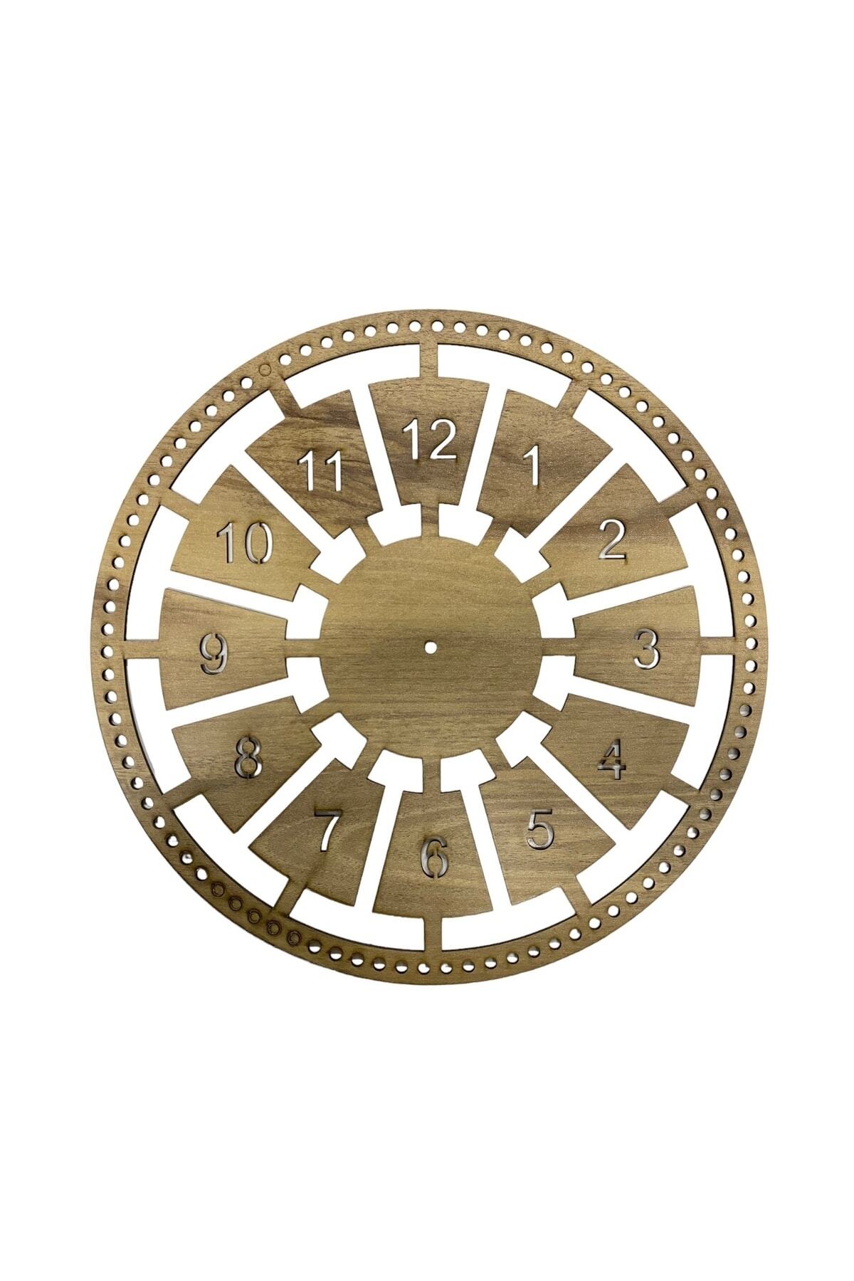 aladepo Ahşap Makrome Saat Kasnağı Açık Meşe 40 Cm