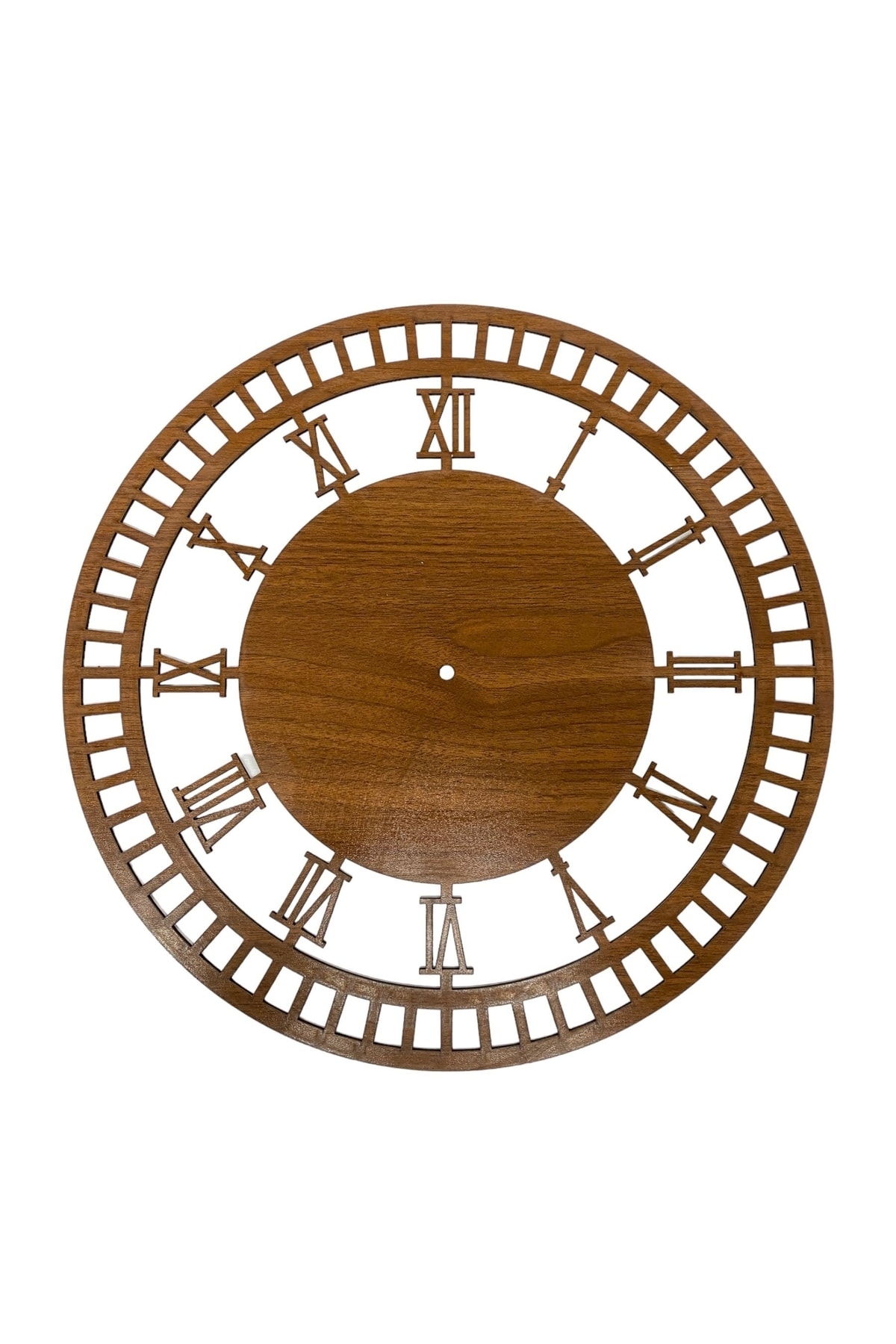 aladepo Ahşap Makrome Saat Kasnağı Romen Rakamlı Ceviz 30 Cm