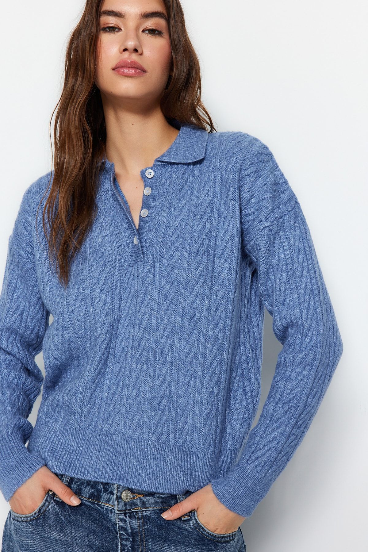 Trendyol Collection Pullover Blau Regular Fit