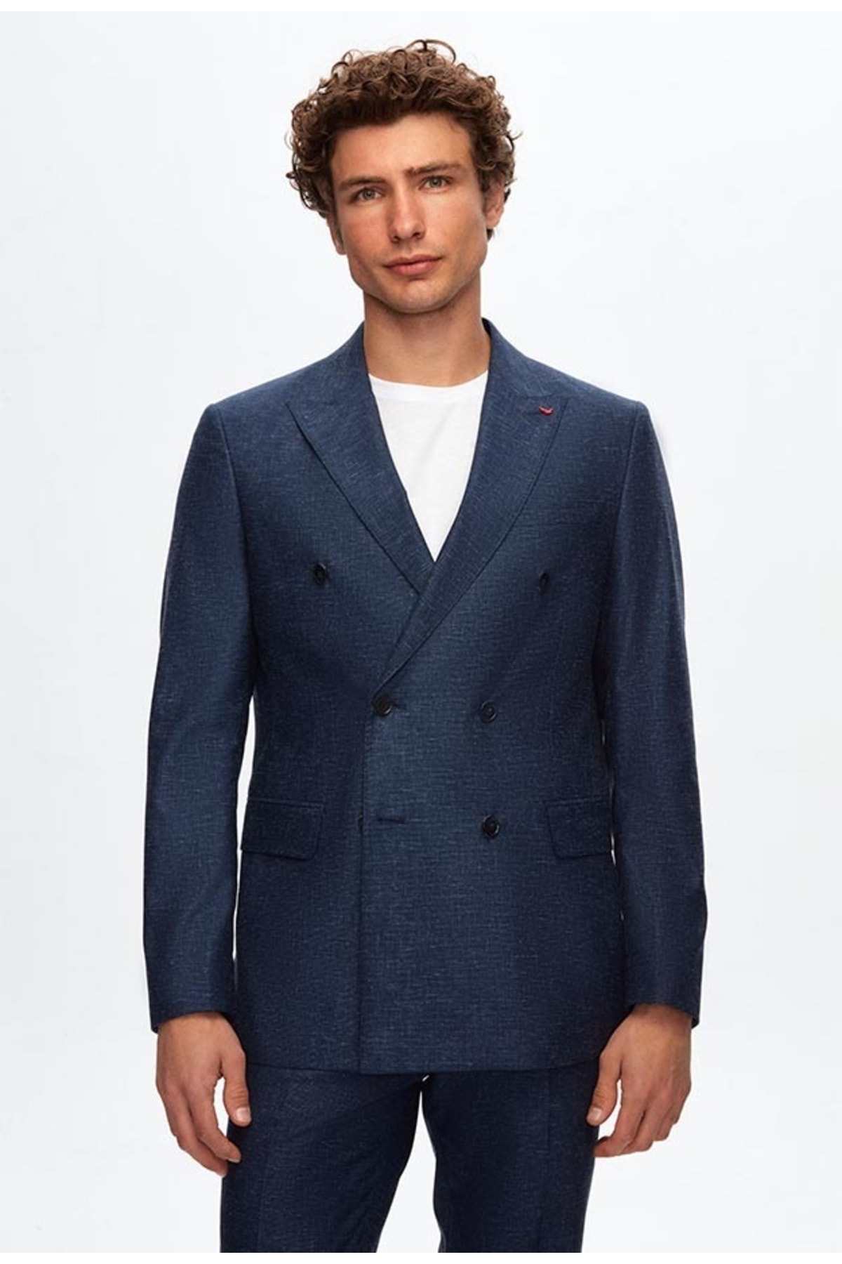 Ds Damat Slim Fit Navy Blue Houndstooth Suit — سرمه‌ای 0HF05YS04588M — تصویر 2 از 4