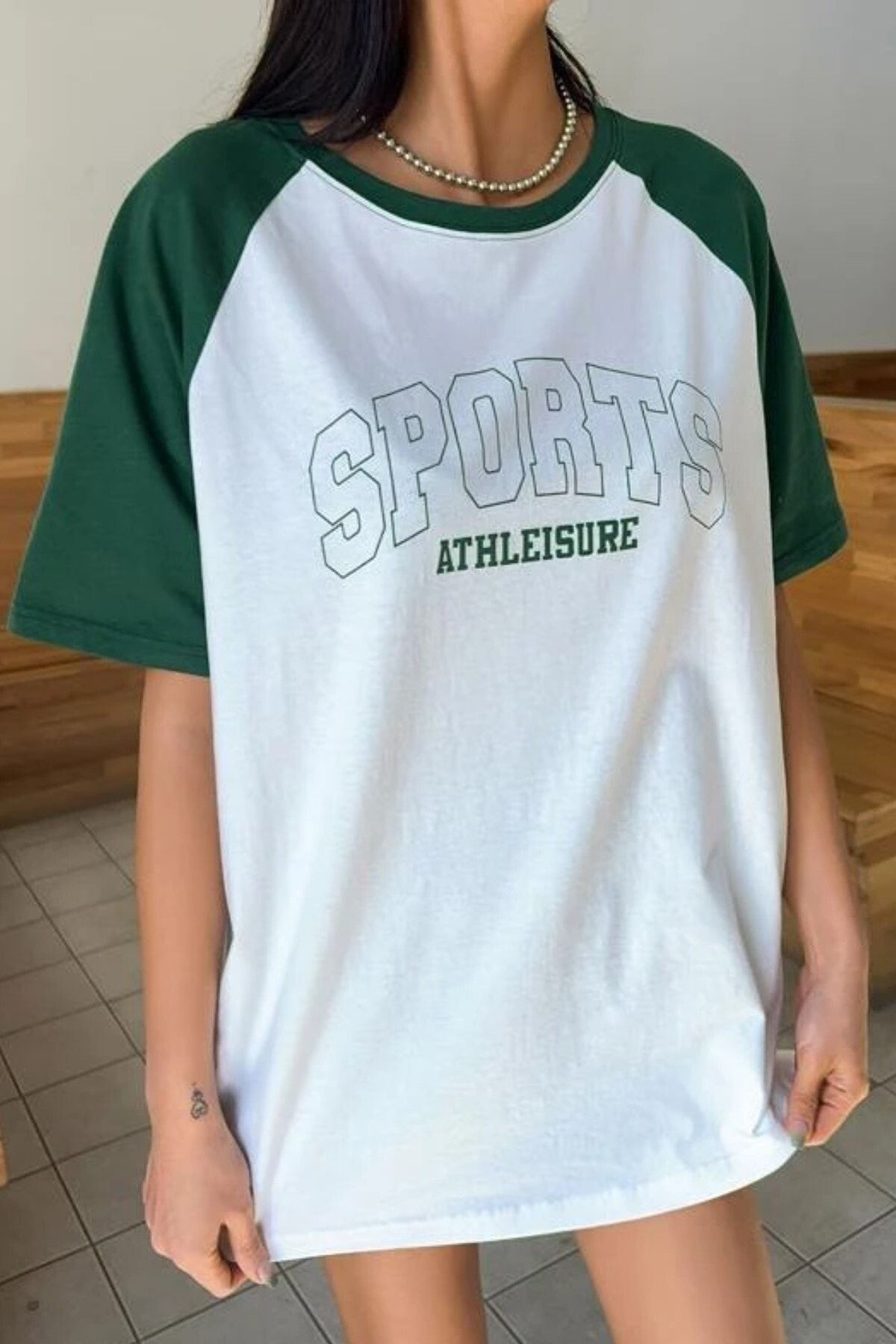 Green and sales white baseball shirt