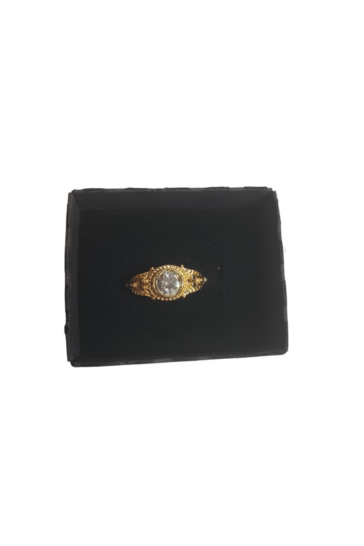 Gold Color Single Stone Ring with Zircon Gemstone