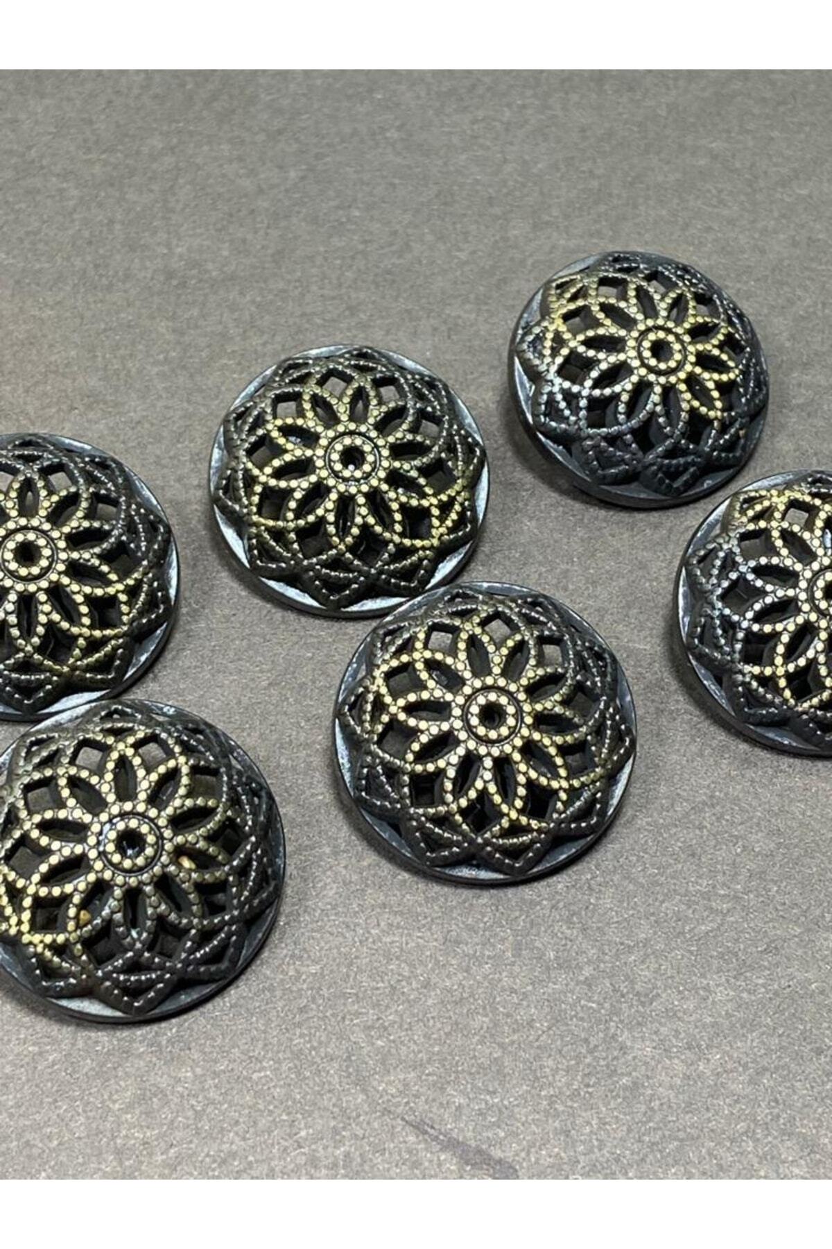 Coat Button / Metal Button / Antique Yellow / 3 Cm / Set of 6/m