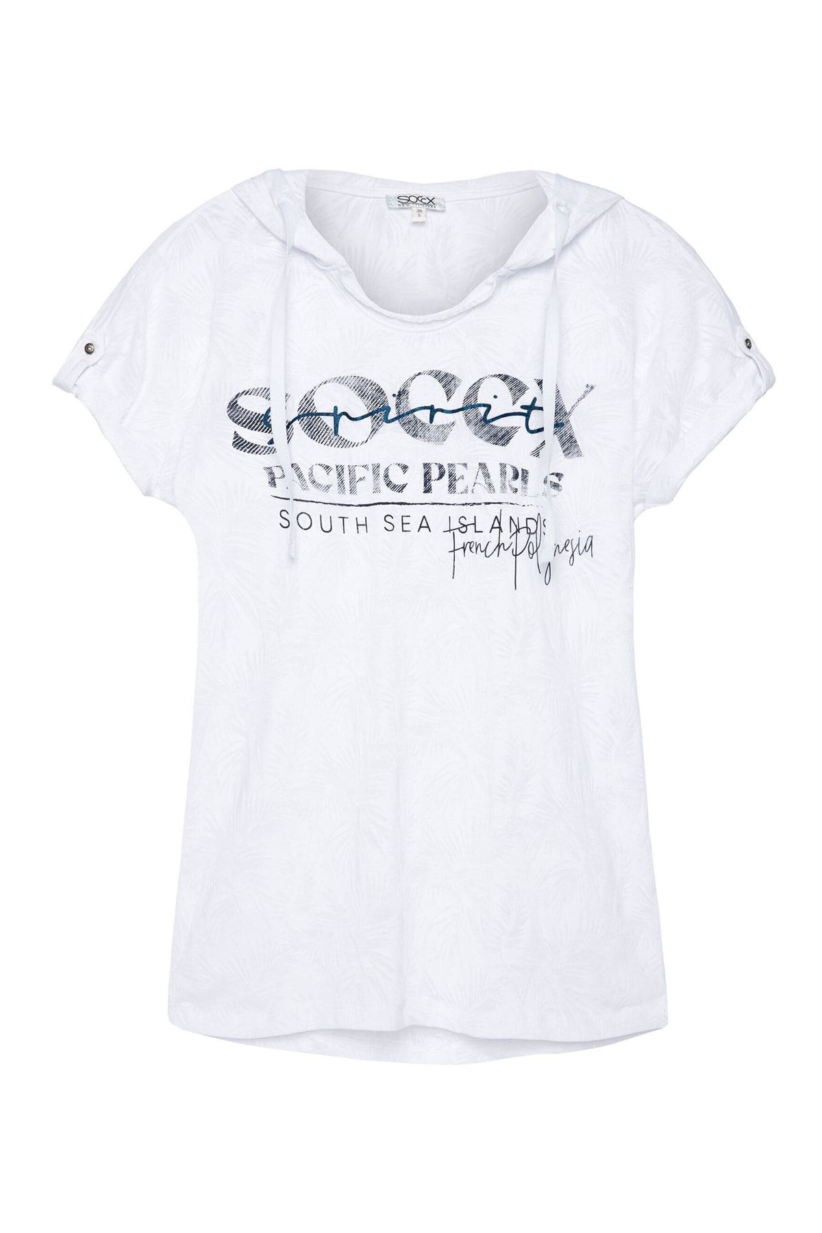 Soccx Shirt Kapuzenshirt Rundhalsausschnitt mit in lockerer Unifarbenes und Passform - Trendyol Ausbrenner-Artwork