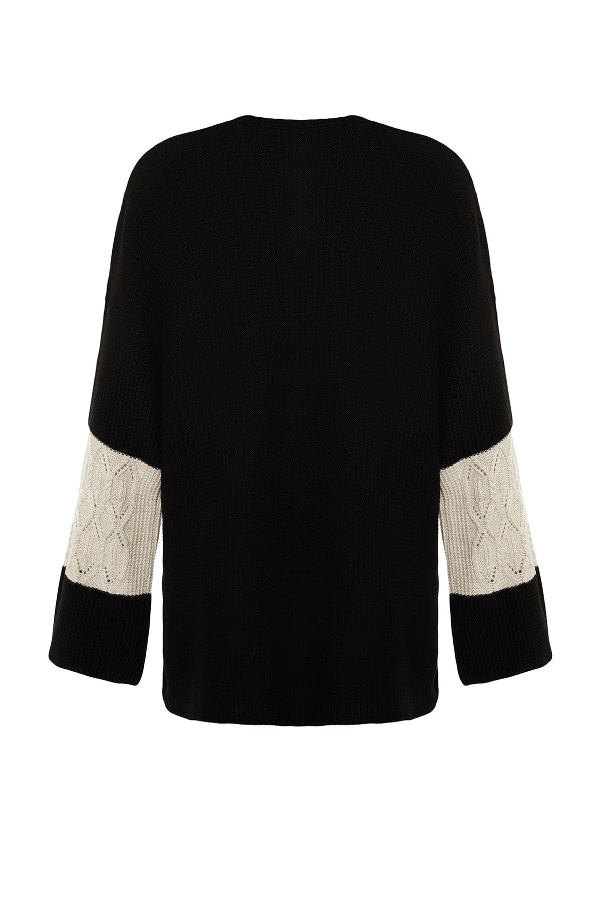 Trendyol Modest-Schwarzer durchbrochener/perforierter Farbblock-Strickpullover TCTAW24AK00055 8