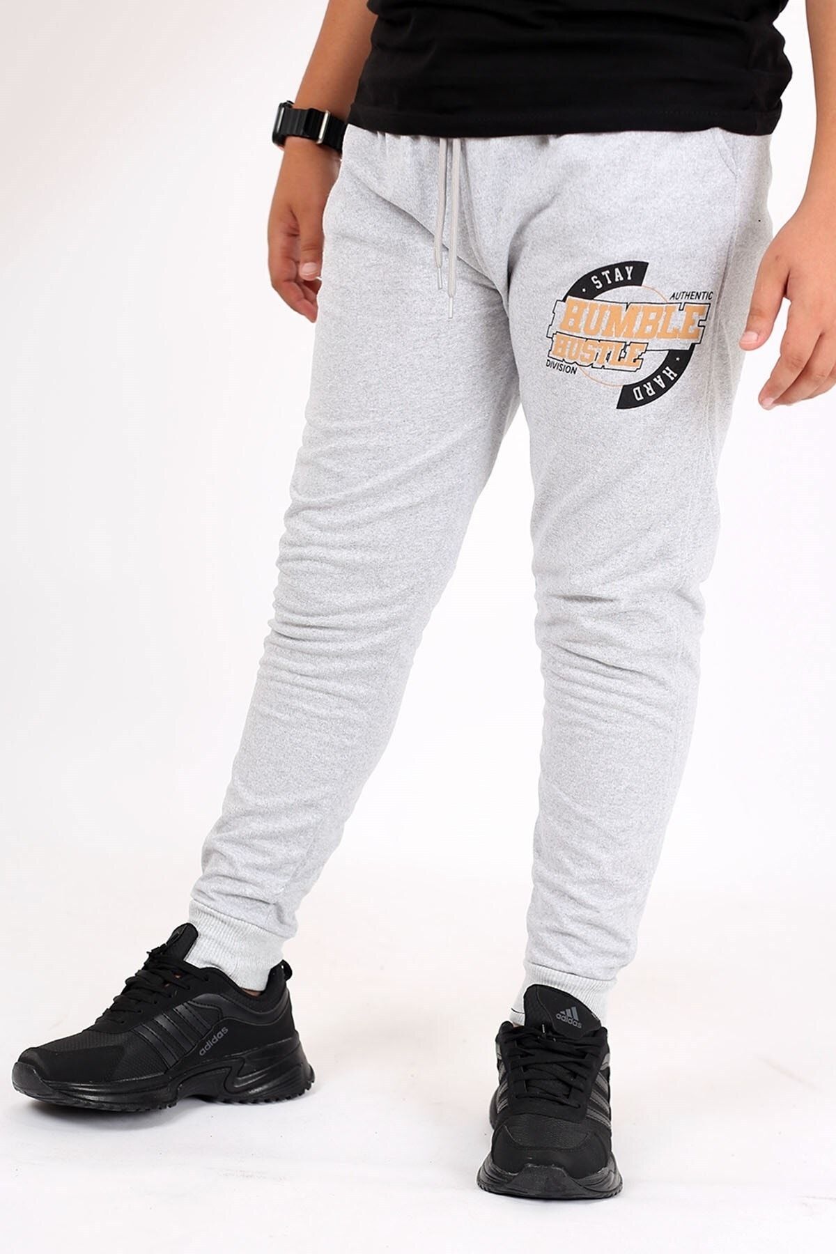 Çiggo Kids-Pantaloni de trening pentru băieți, doi imprimați în relief și un negru, drepti, din 3 piese 6