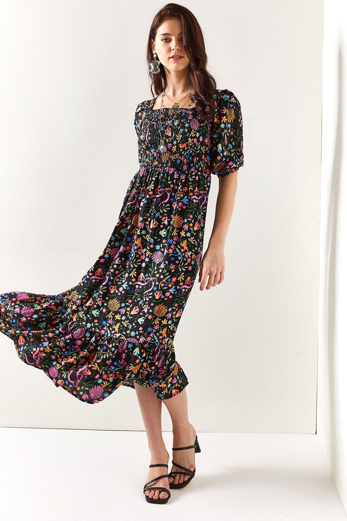 Olalook Kleid Schwarz A-Linie
