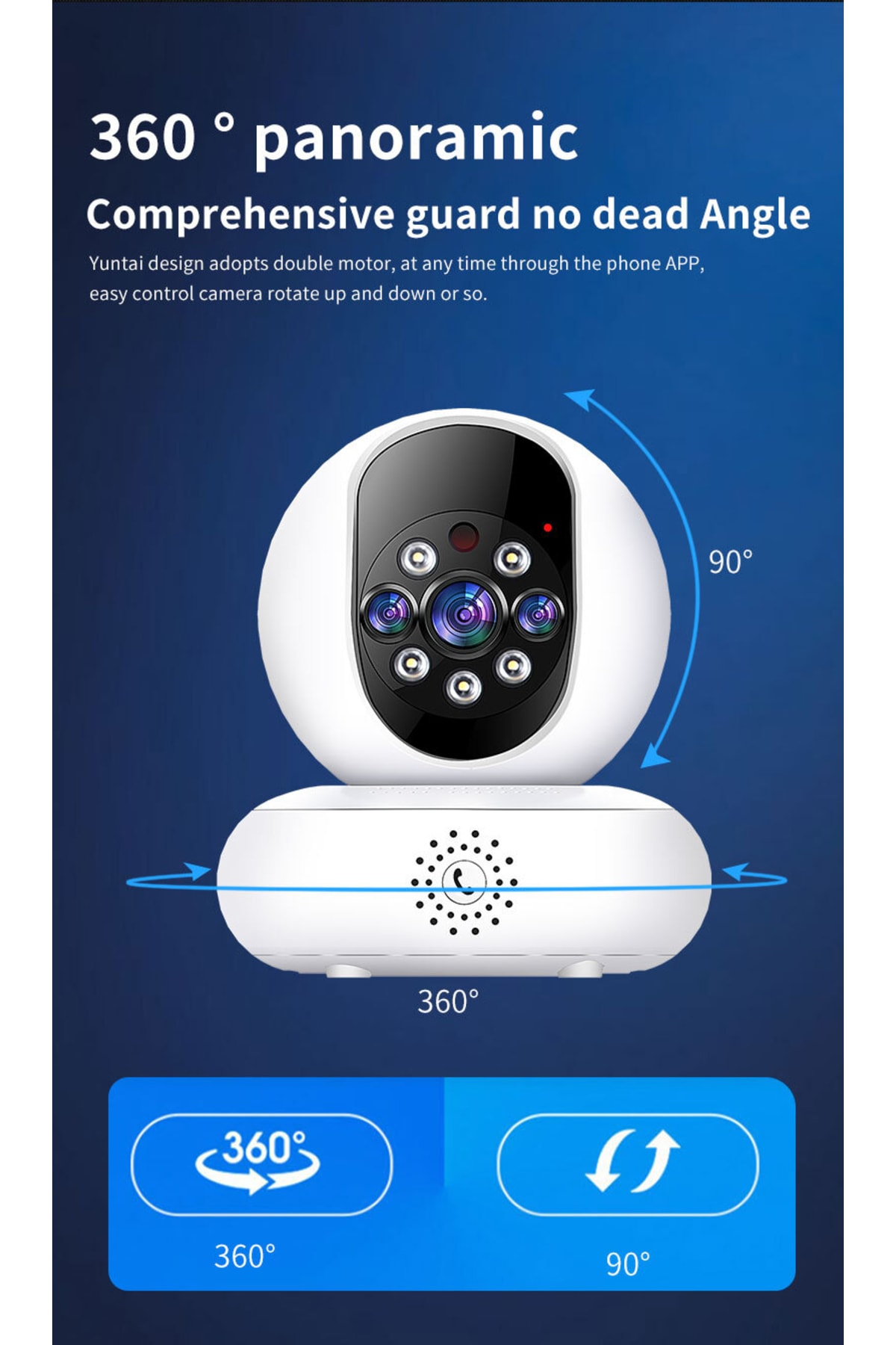 Teknomila 1080p Çift Wifi 2.4/5 Ghz Ip Kamera Akıllı Ev Güvenlik Bebek Hareket Izleme Sesli Interkom fotoğrafı 7 (önizleme)