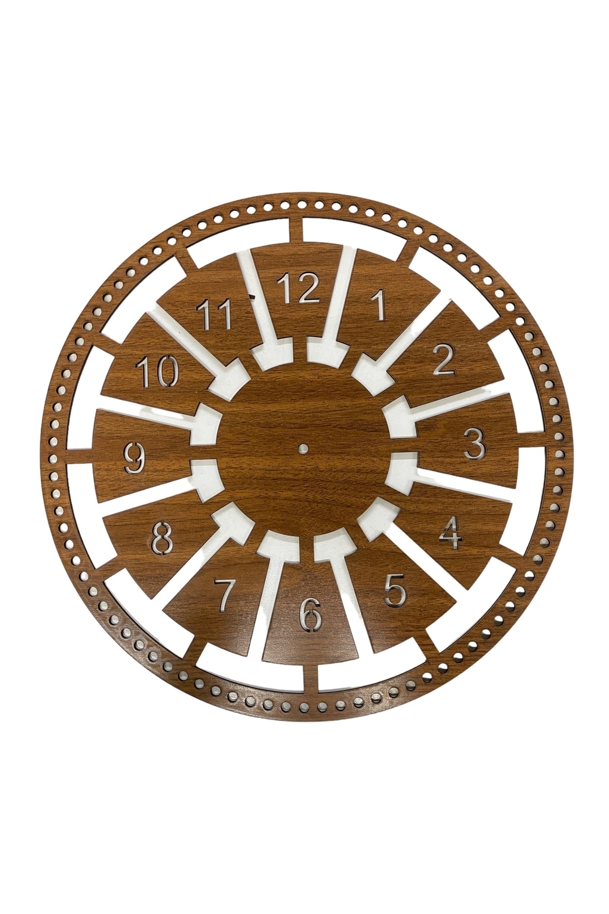 aladepo Ahşap Makrome Saat Kasnağı Ceviz 40 Cm