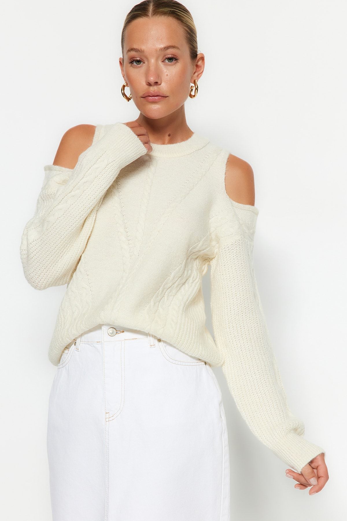 Trendyol Collection Pullover Ecru Regular Fit