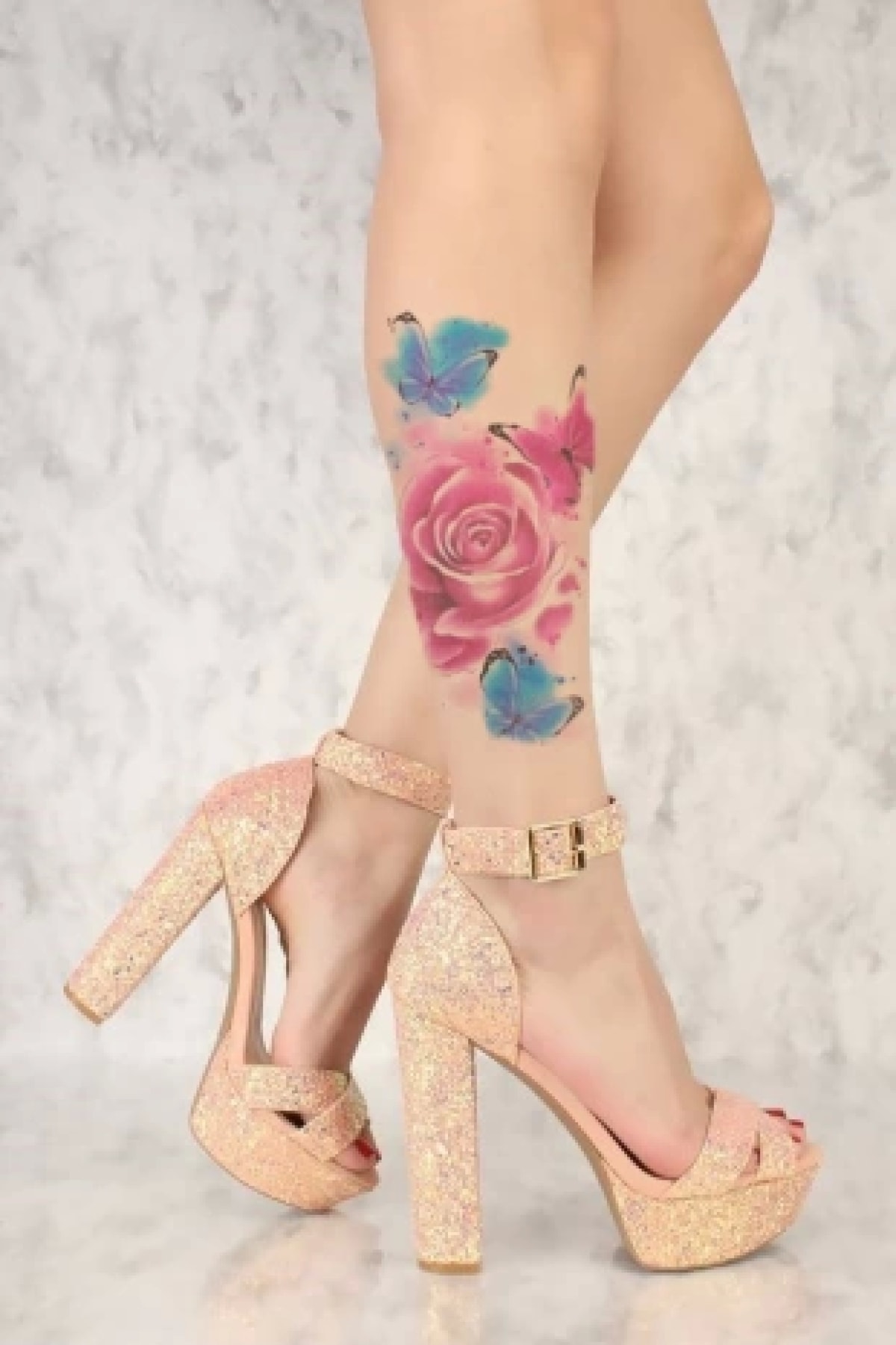 Barly Gül Ve Kelebek Geçici Dövme Tattoo