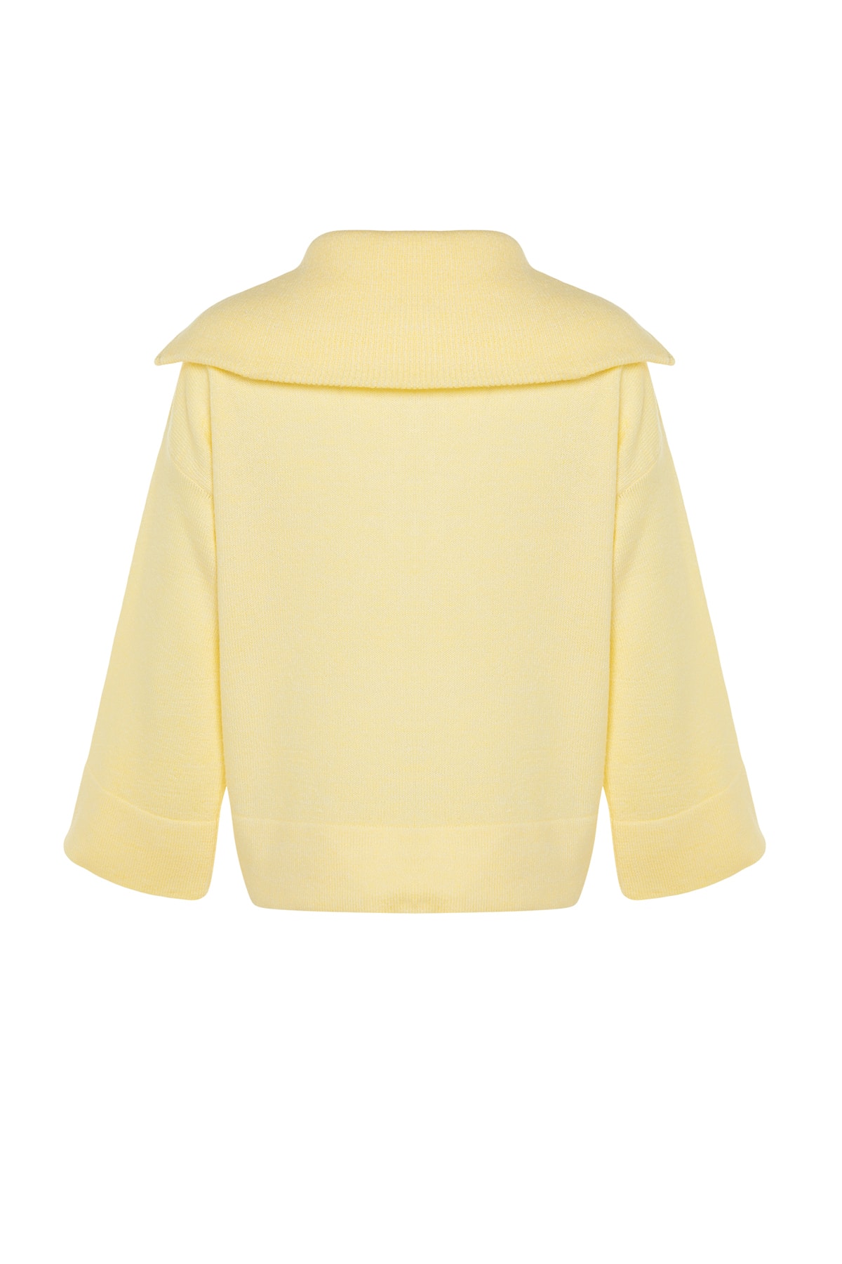 Trendyolmilla  Sarı Geniş Kalıp Yumuşak Dokulu Fermuarlı Triko Kazak TWOAW23KZ00236 - Görsel 8