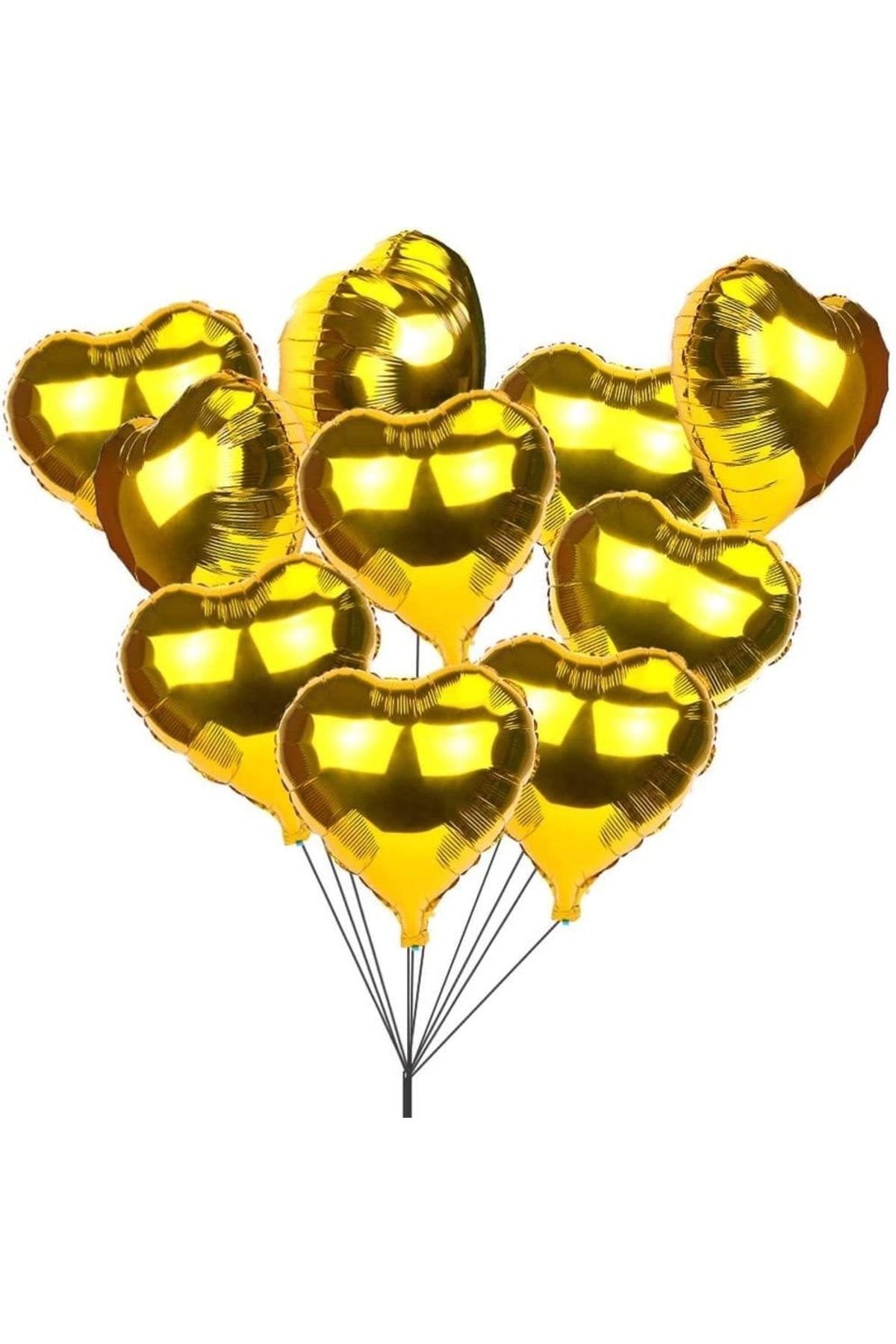 Patladı Gitti-5 Pieces Gold Heart Foil Balloon 15 Inch - 38 Cm 3