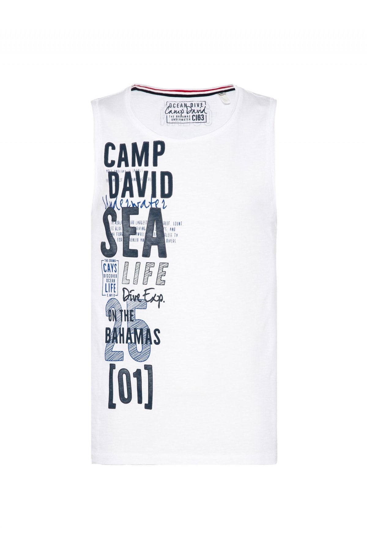 Camp David Shirt Muskelshirt mit Logo-Artwork, Rundhalsausschnitt und  offenen Saumkanten aus Flammgarn - Trendyol
