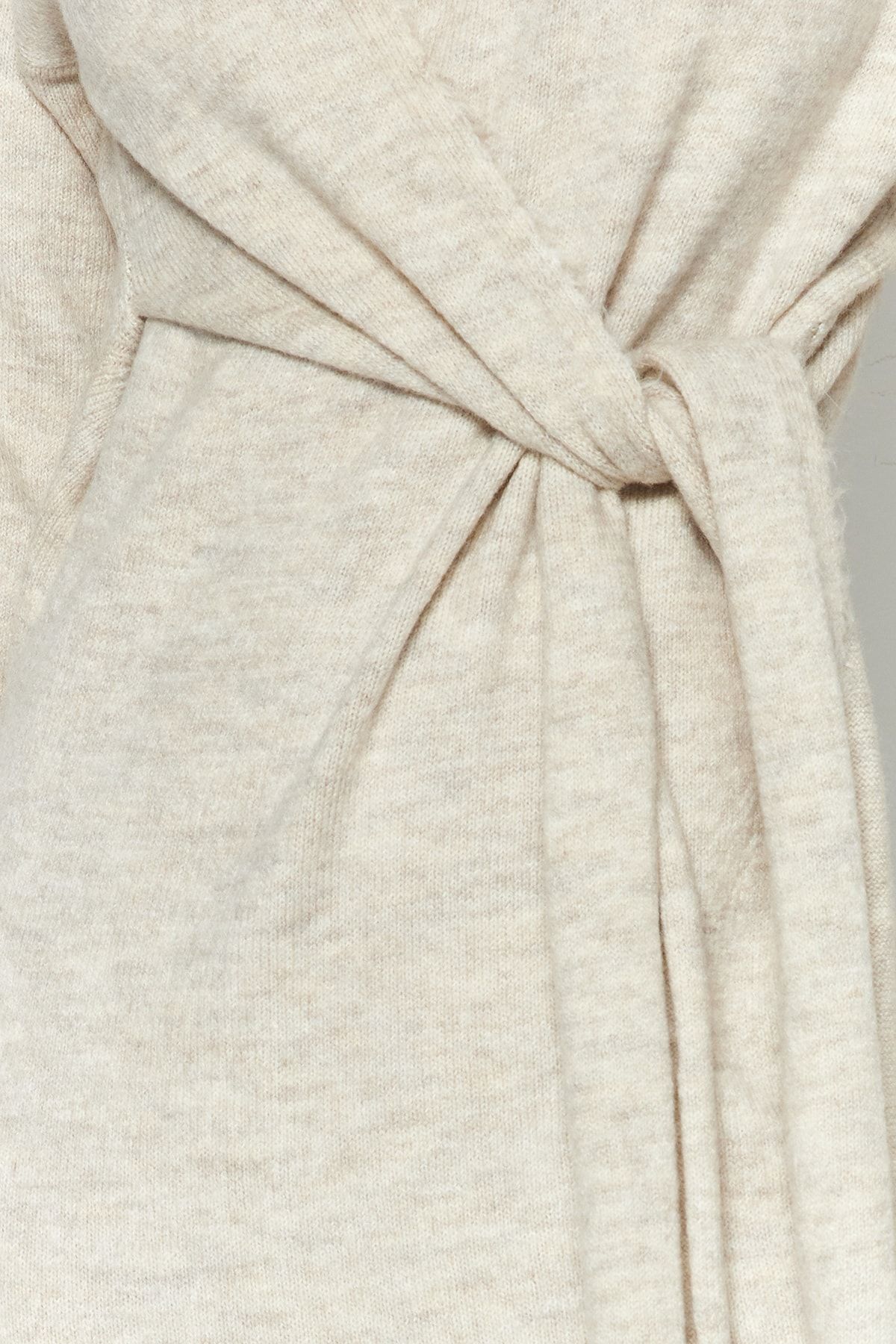 Trendyol Collection-Pletené šaty se zavazováním s dvojitým límcem Midi - Stone Texture Twoaw21El0260 3