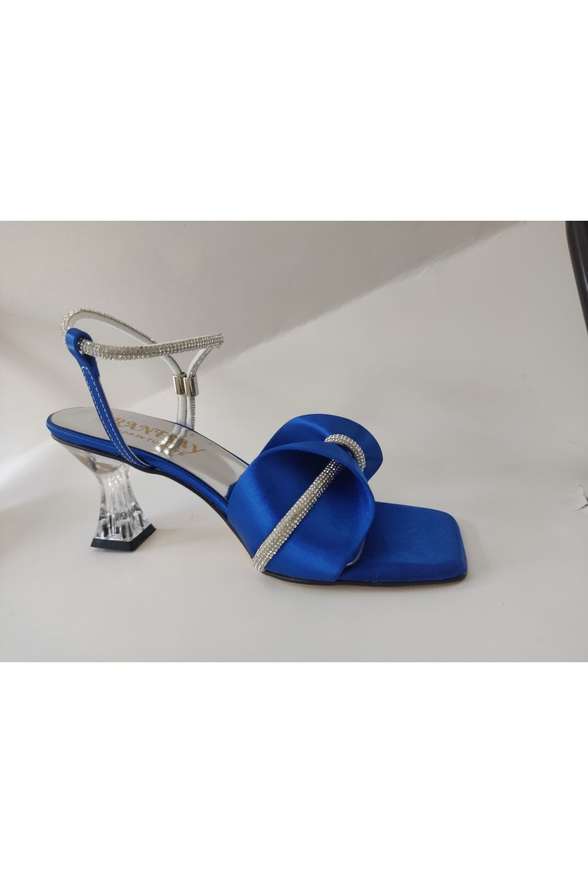 Renasay shose Women s Blue Satin Sandals Heeled Shoes Trendyol
