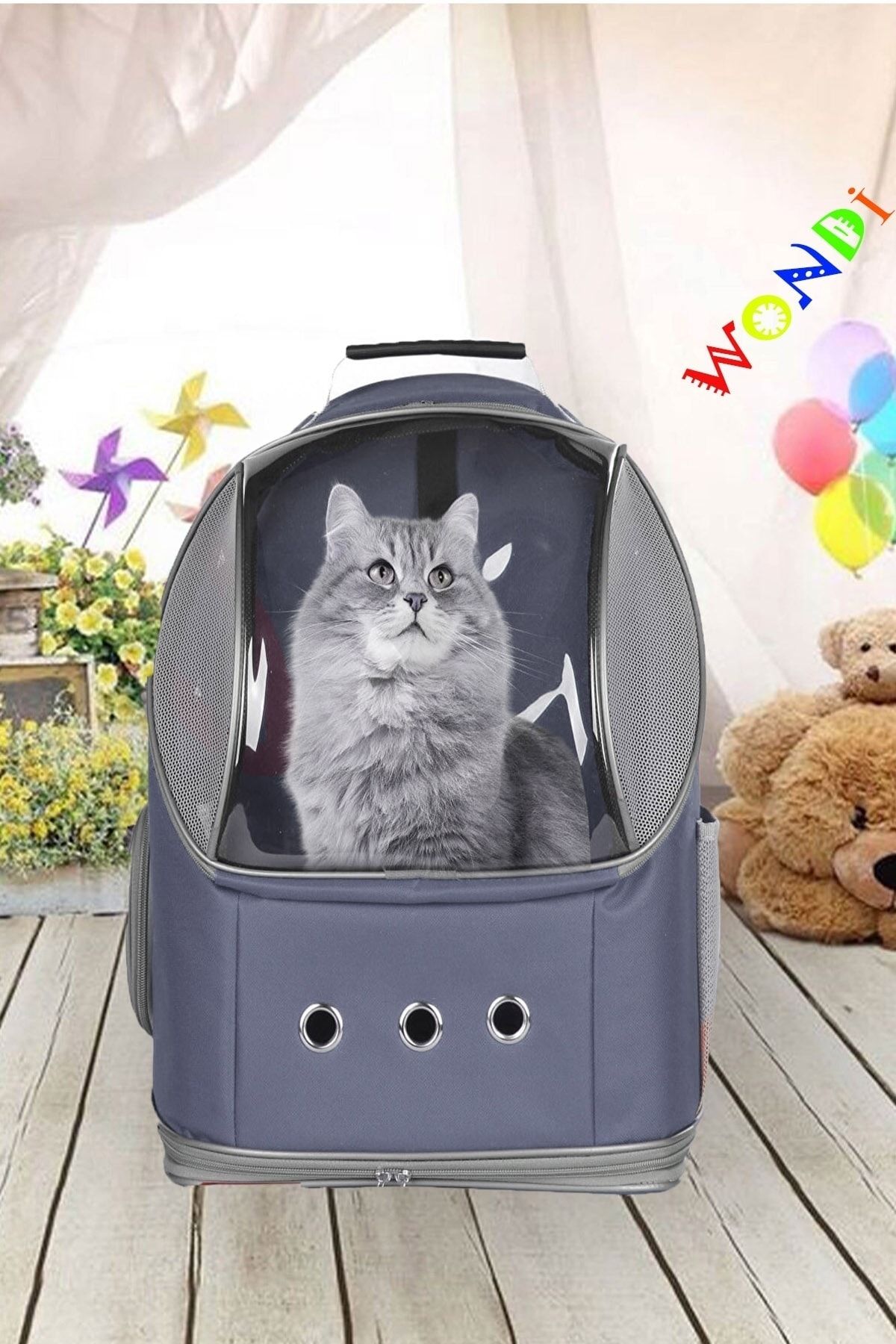 Mutlumu-UFO Cat And Dog Travel Bag Front Transparent Astronaut 1
