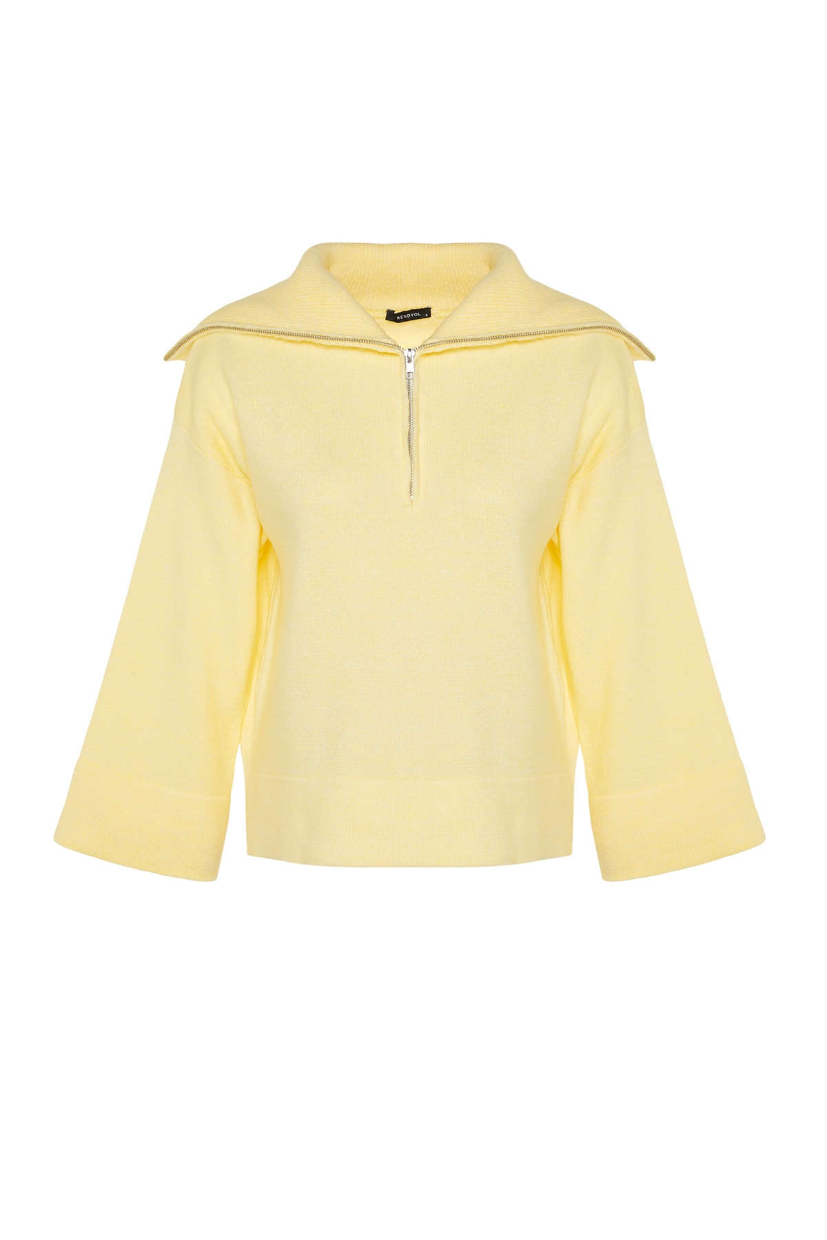 Trendyolmilla  Sarı Geniş Kalıp Yumuşak Dokulu Fermuarlı Triko Kazak TWOAW23KZ00236 - Görsel 6