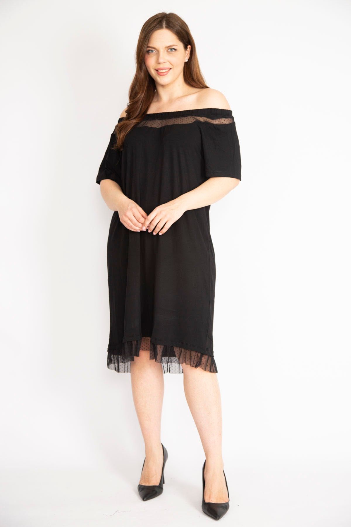Plain black outlet dress plus size