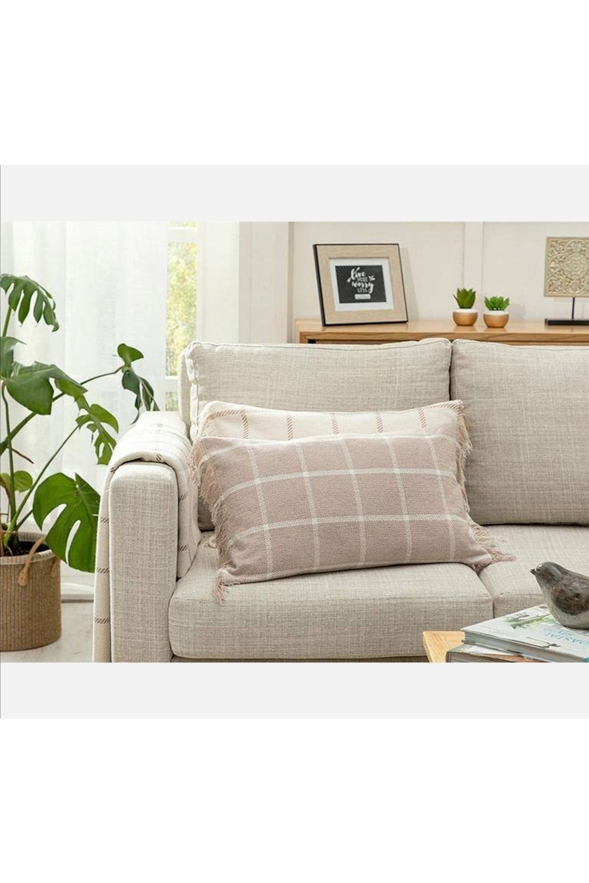 English Home Modern Lines Cotton Filled Throw Pillow 35x50 Cm