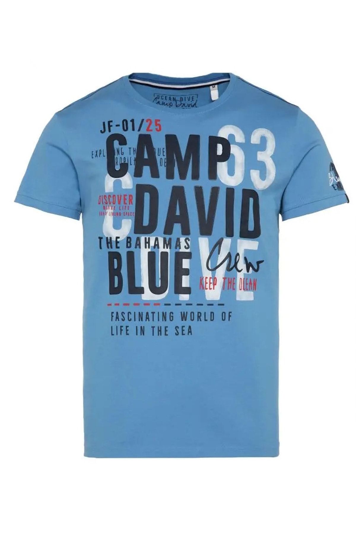 Camp David Shirt Rundhalsshirt mit Artworks Baumwolle Prints Logo Trendyol - und aus reiner Logo