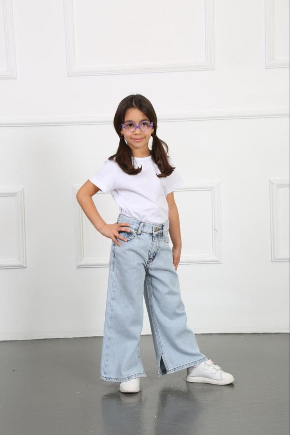 Baggy Denim Jeans Girls Loose Fit Ripped Wide Leg Denim - Temu Italy