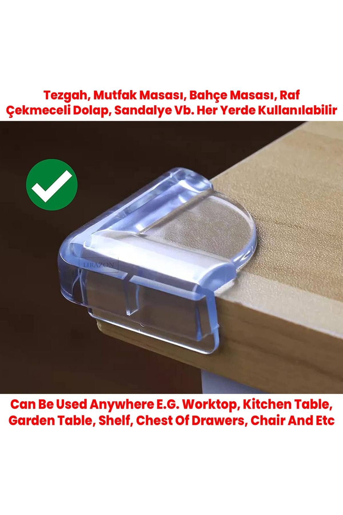 LİRAZON 4 Adet Bebek Köşe Koruyucu Silikon Masa Köşe Koruyucu fotoğrafı 6 (önizleme)