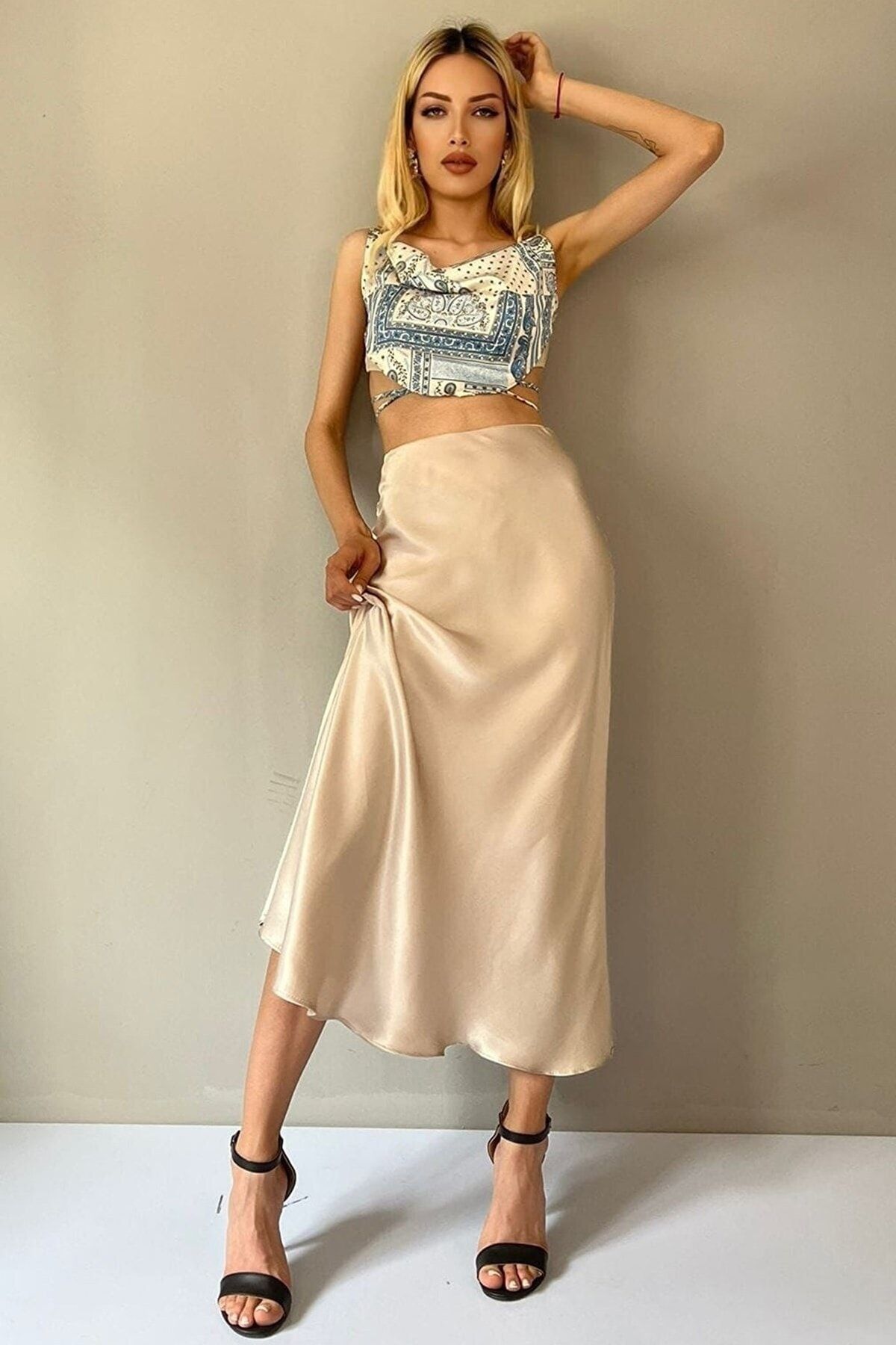 GALAV P Kadi Long Satin Skirt Trendyol