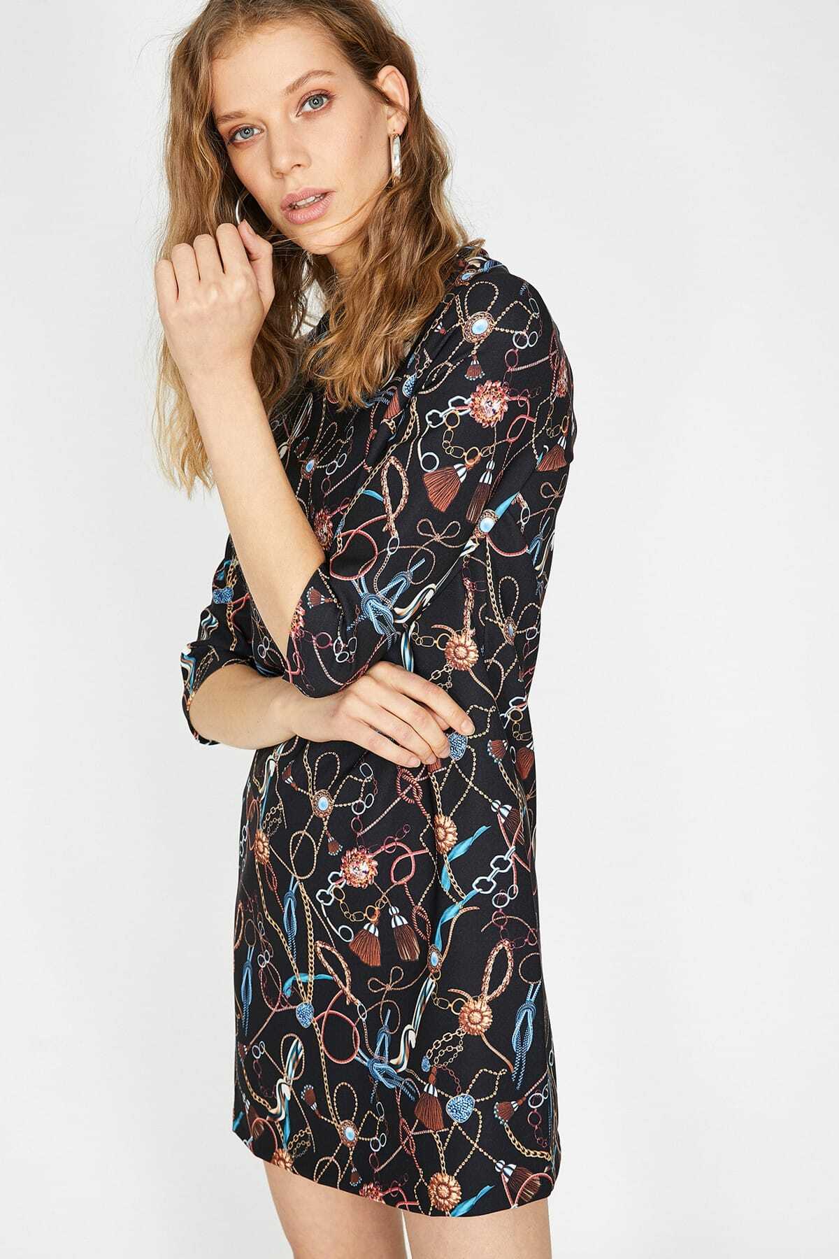 Koton-Rochie de damă neagră cu model 9YAF80791FW 5