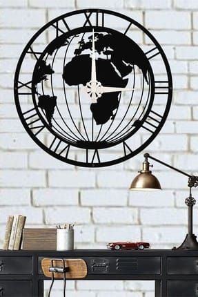 World Map Clock Duvar Metal Saati DKDRN2025