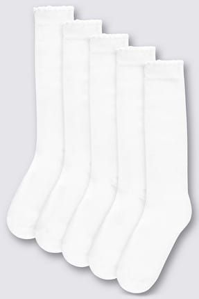 Kız Çocuk 5'li Pamuklu Freshfeet™ Diz Altı Çorap (2 - 11 Yaş) T64008021A