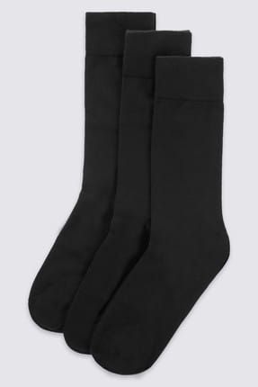 Erkek Siyah 3'lü Egyptian Cotton Çorap T10007060