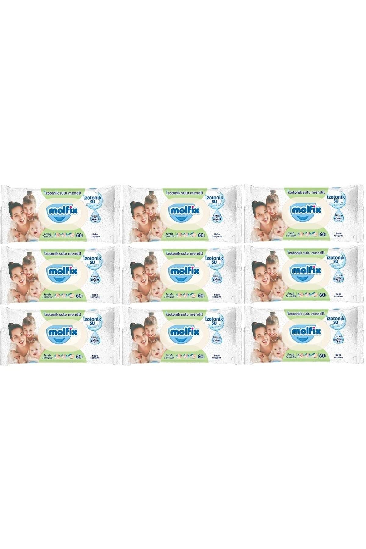 Molfix-Wet Towel Handkerchief Isotonic Fresh Cleaning Set of 9 60 Sheets with Plastic Lid 1