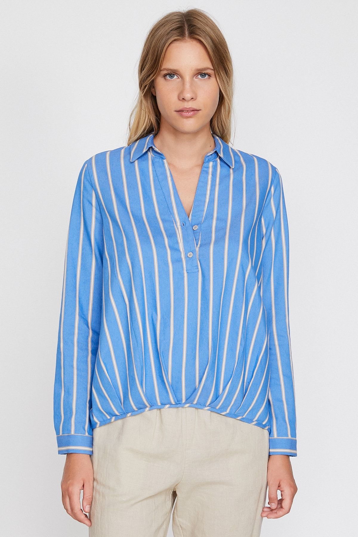 Koton Bluse Blau Regular Fit Fast ausverkauft