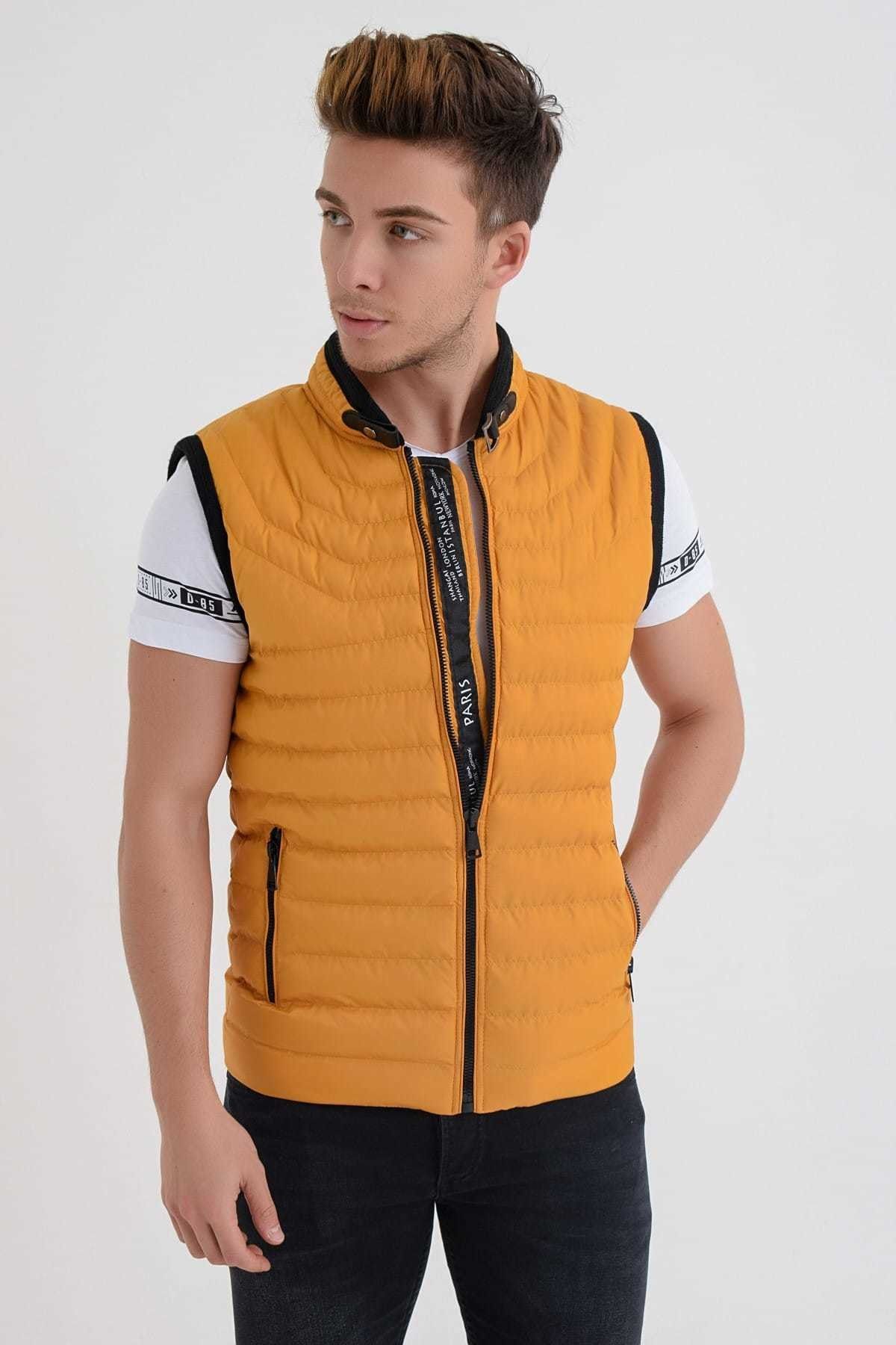 Mustard yellow puffer vest top