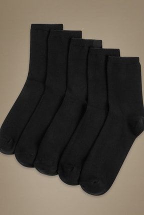Kadın Siyah 5'li Pamuklu Çorap Seti T60007551