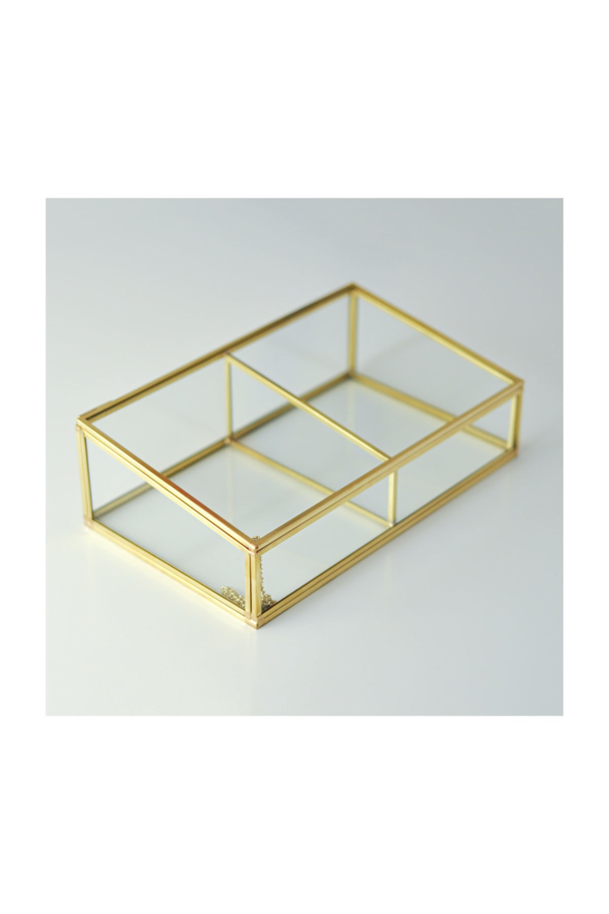 El Crea Designs Gold Pirinç Brass Dekoratif Kapaklı Cam Takı Makyaj