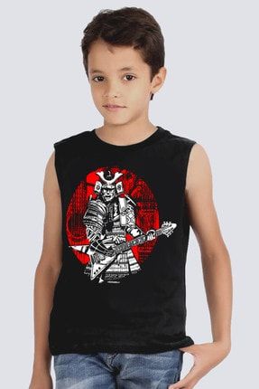 Samuray Solo Siyah Kesik Kol | Kolsuz Kız Erkek Uniseks T-shirt | Atlet 1M1SB208FS