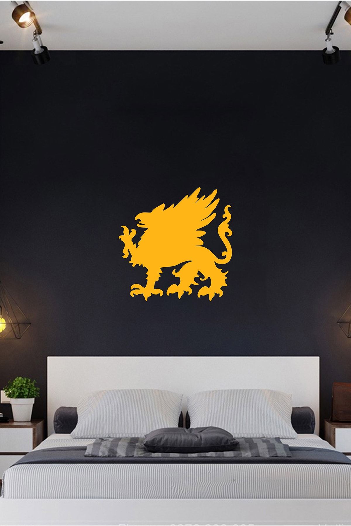 new jargon yarisi aslan yarisi kartal mitolojik hayvan duvar sticker sari 60x60 cm fiyati yorumlari trendyol